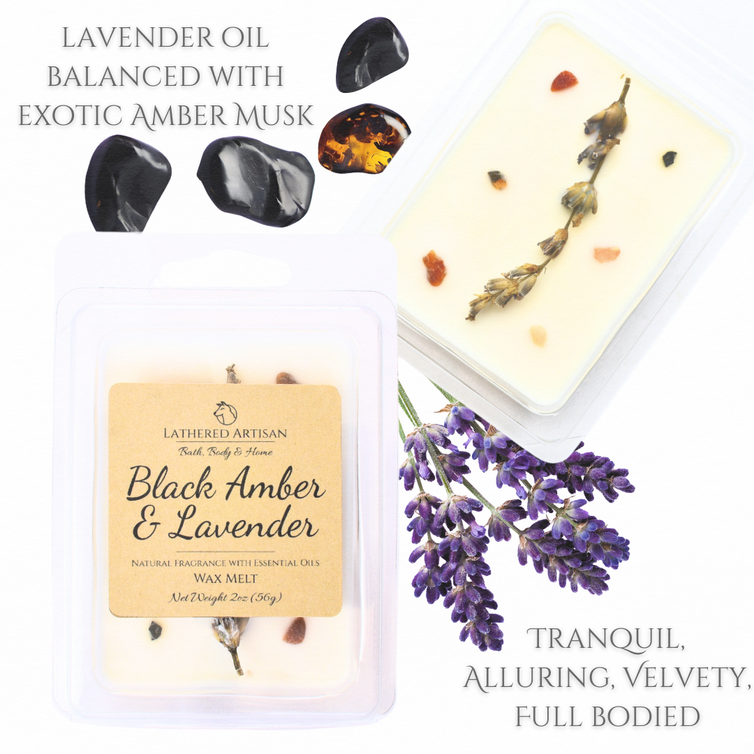 Ceras derretidas con aroma natural de ámbar negro y lavanda