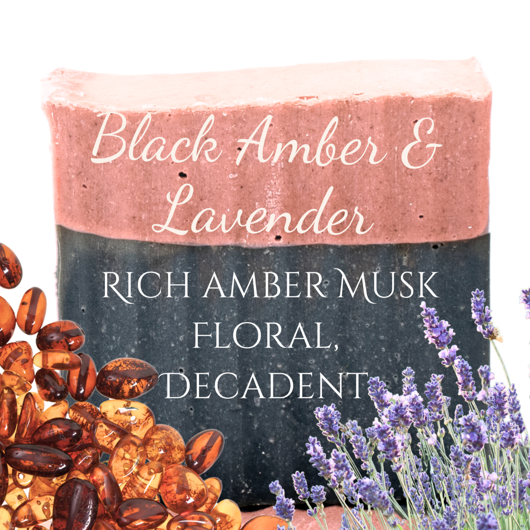 Ámbar negro y lavanda | Fragancia natural con aceites esenciales | Jabón en barra