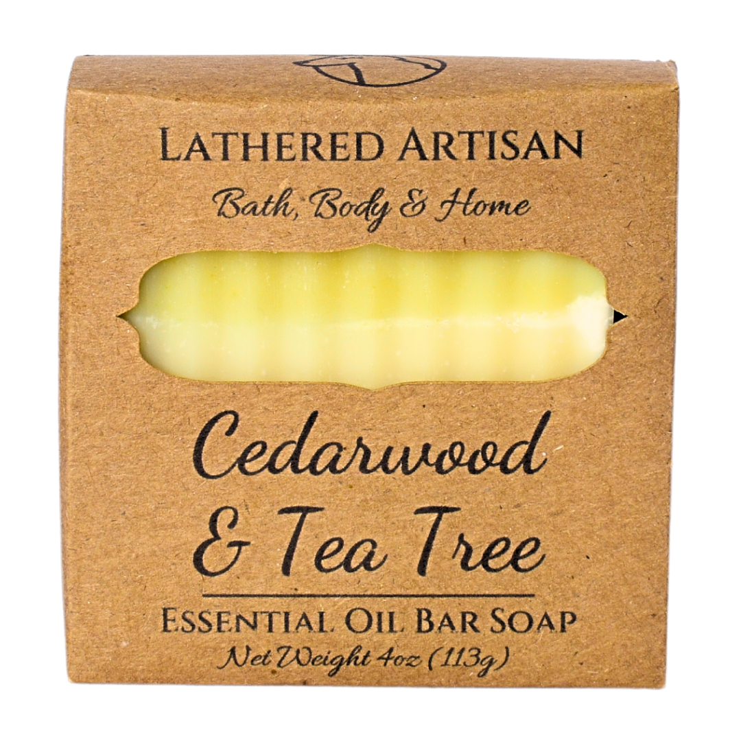 Jabón en barra con aceite esencial de cedro y árbol de té