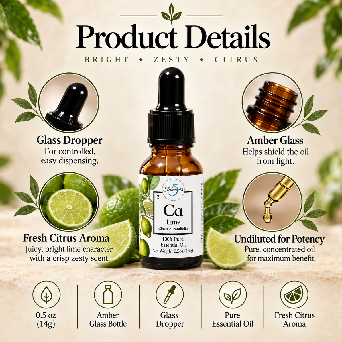 Aceite esencial de lima destilada | Citrus aurantifolia