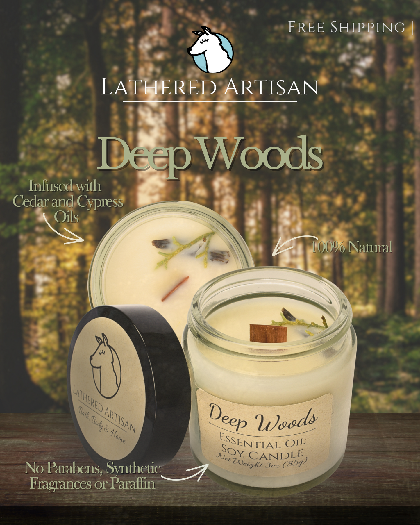 Bougie aux huiles essentielles Deep Woods