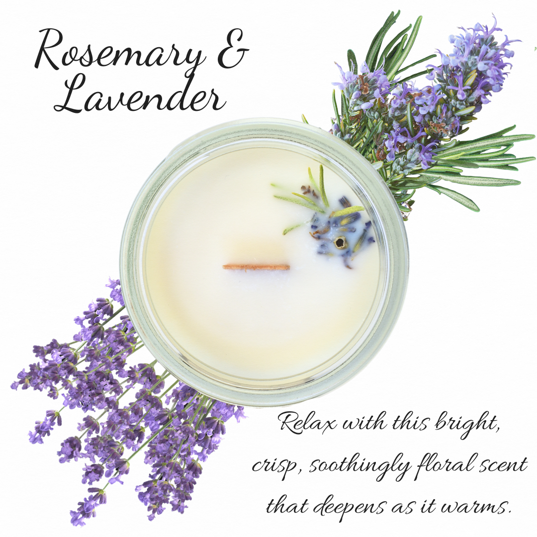 Vela de aceite esencial de lavanda y romero
