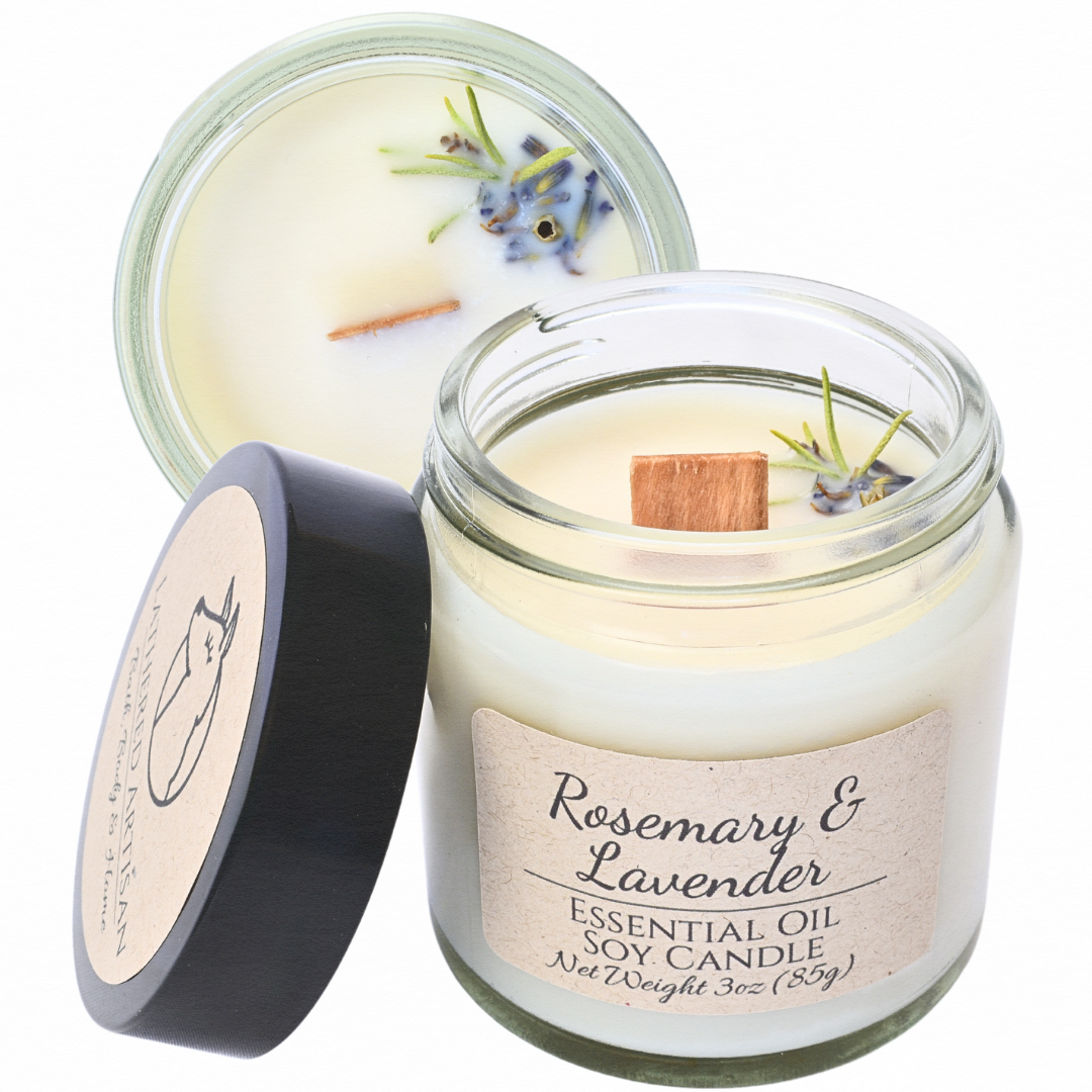 Vela de aceite esencial de lavanda y romero