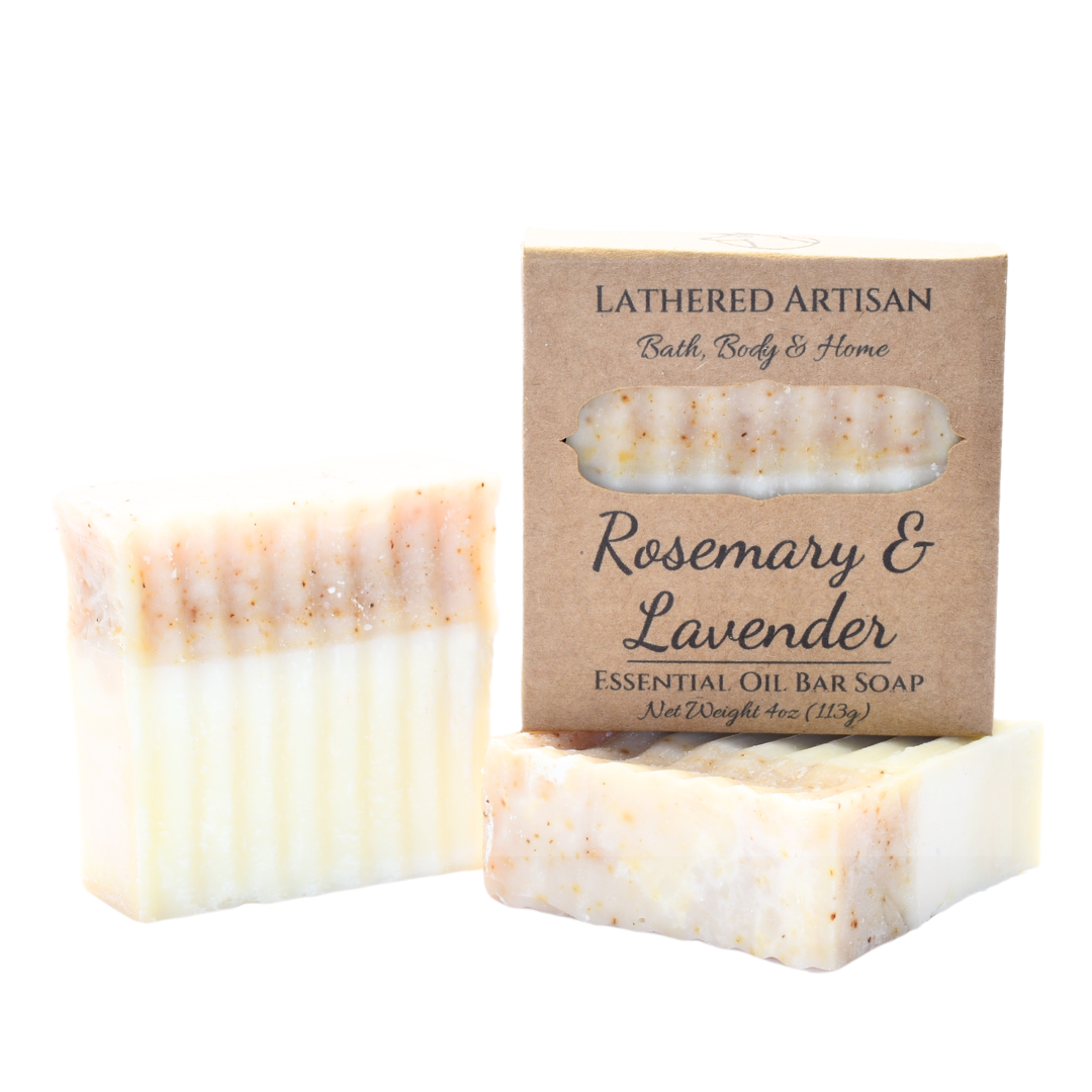 Barre de savon aux huiles essentielles au romarin et à la lavande