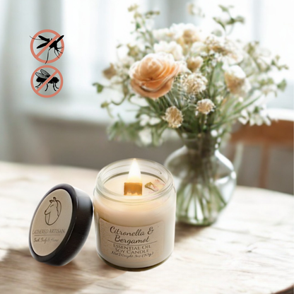 Vela de aceite esencial de soja 100 % citronela y bergamota