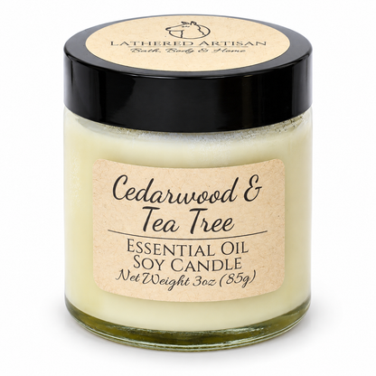 Vela de aceite esencial de cedro y árbol de té