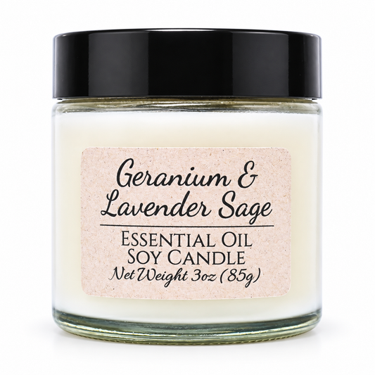 Geranium & Lavender Sage | Essential Oil | 3 oz Jar Candle