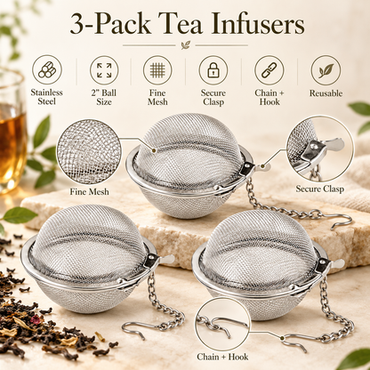 2" Infusion Balls, Set of 3 | Stainless Steel | Tea Strainers