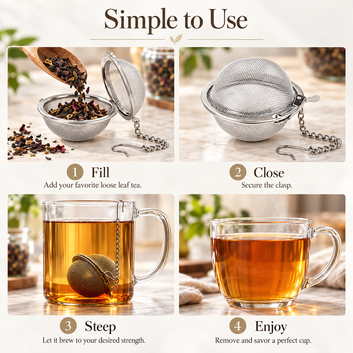2" Infusion Balls, Set of 3 | Stainless Steel | Tea Strainers