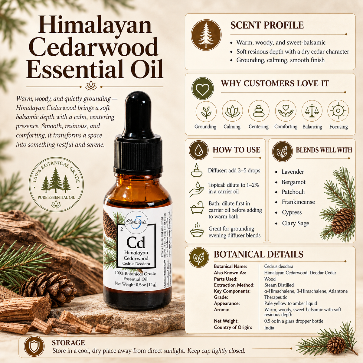 Madera de cedro del Himalaya | Aceite Esencial | Cedrus Deodora