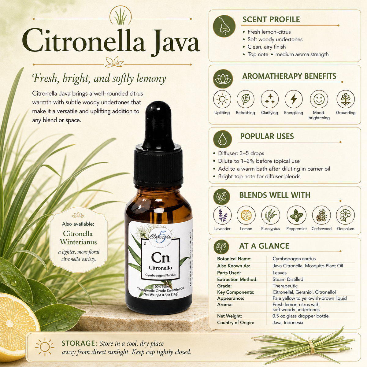 Citronela de Java | Aceite esencial | Cymbopogon Nardus