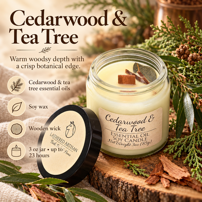 Cedarwood & Tea Tree | Essential Oil | 3 oz Jar Candle