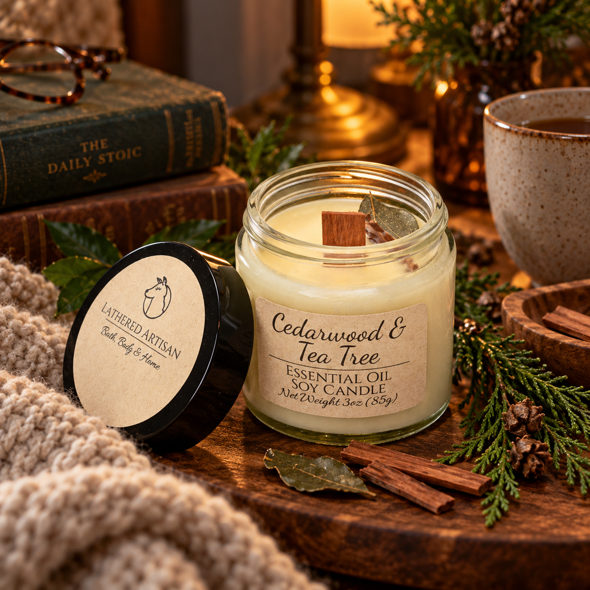 Cedarwood & Tea Tree | Essential Oil | 3 oz Jar Candle