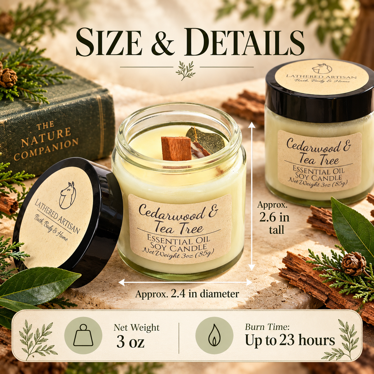 Cedarwood & Tea Tree | Essential Oil | 3 oz Jar Candle