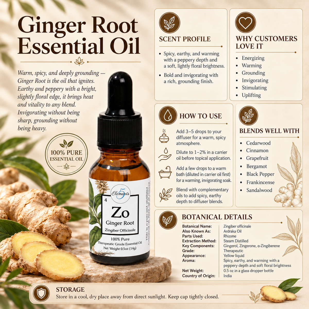 Racine de gingembre | Huile essentielle | Zingiber officinale