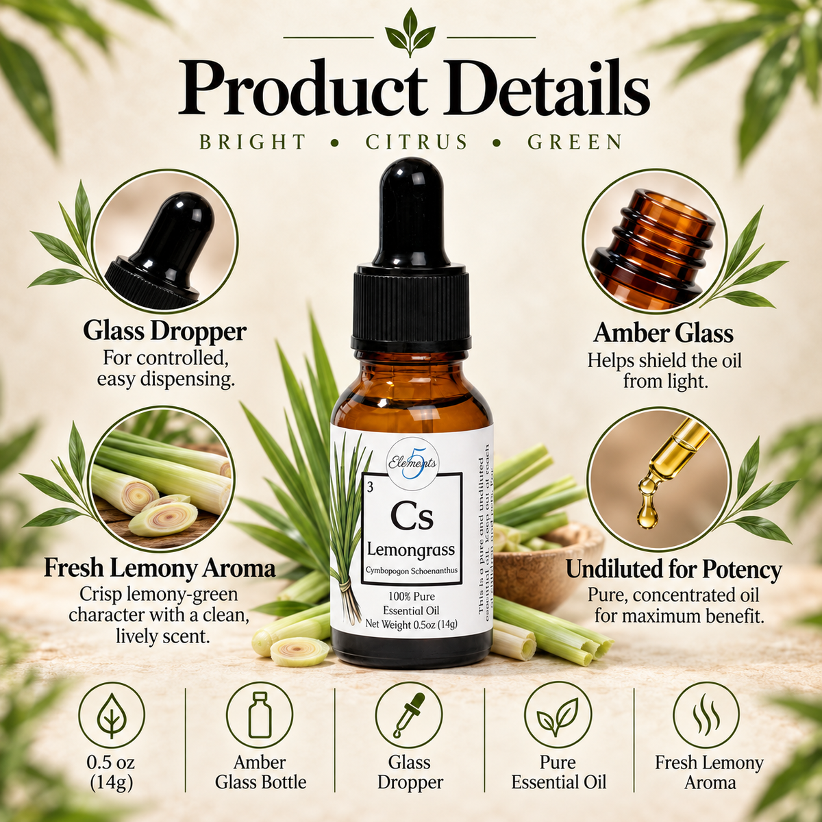 Lemongrass | Essential Oil | Cymbopogon Schoenanthus