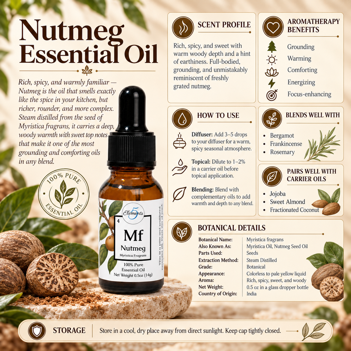 Aceite esencial de nuez moscada | Myristica Fragrans