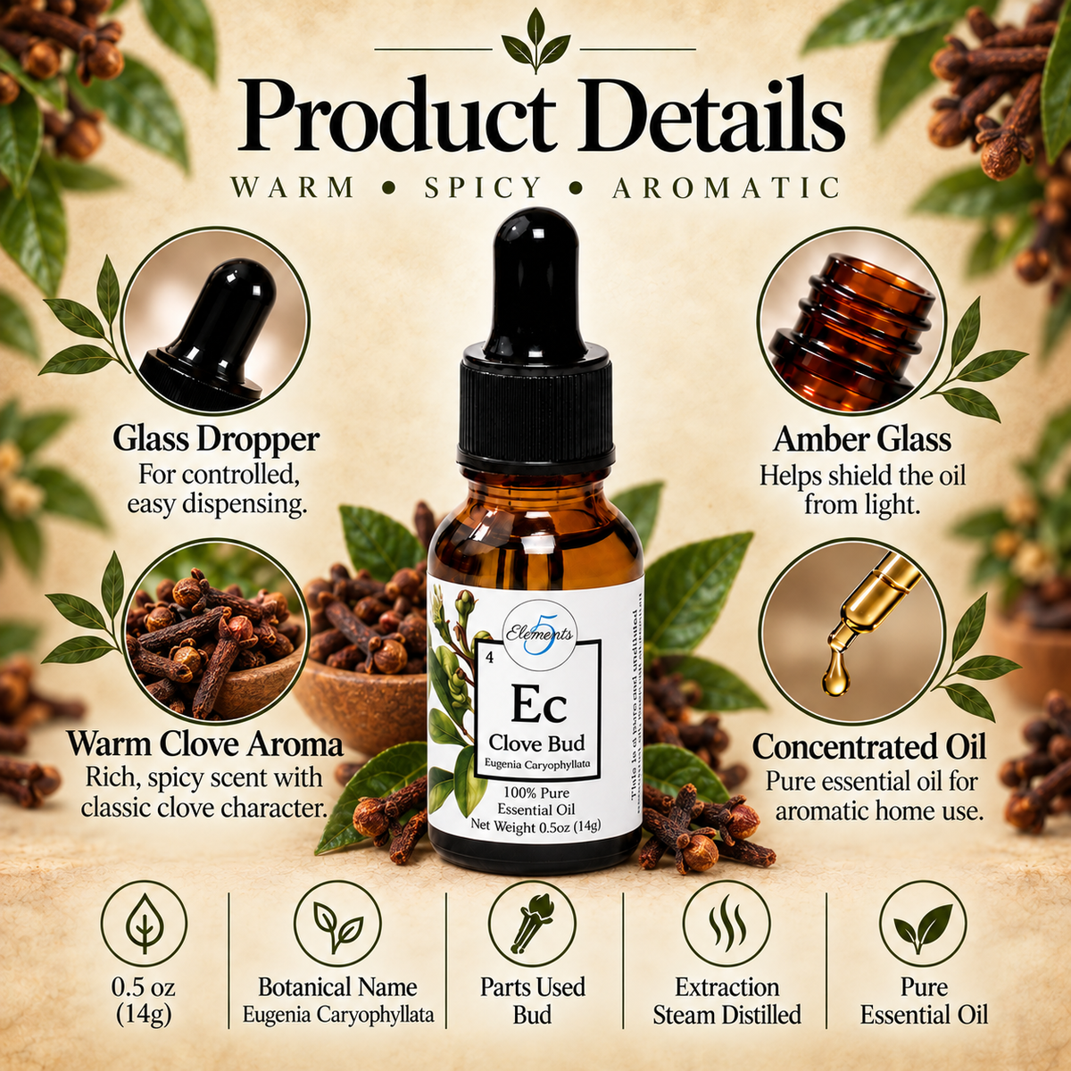 Aceite esencial de capullo de clavo | Eugenia caryophyllata