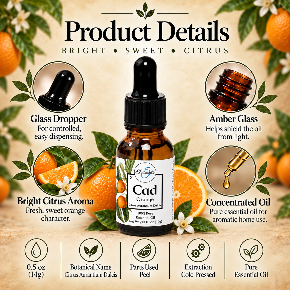 Orange douce | Huile essentielle | Agrumes Aurantium Dulcis