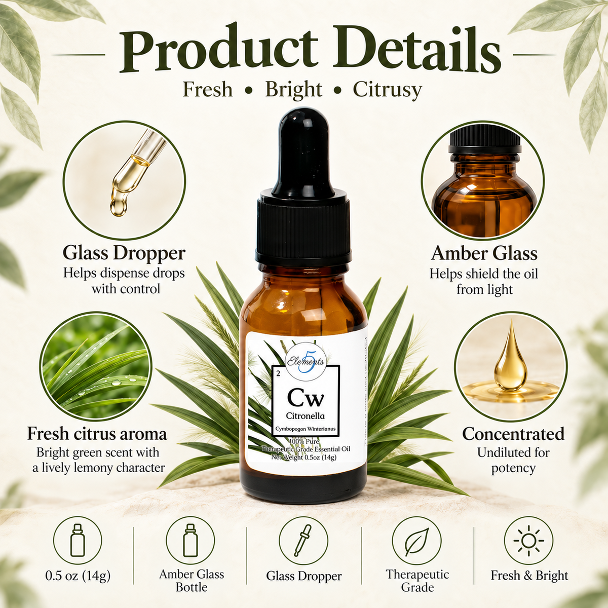 Citronella Winterianus | Essential Oil | Cymbopogon Winterianus