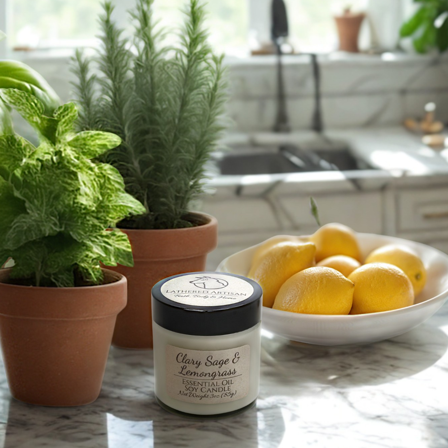 Vela de aceite esencial de salvia sclarea y limoncillo