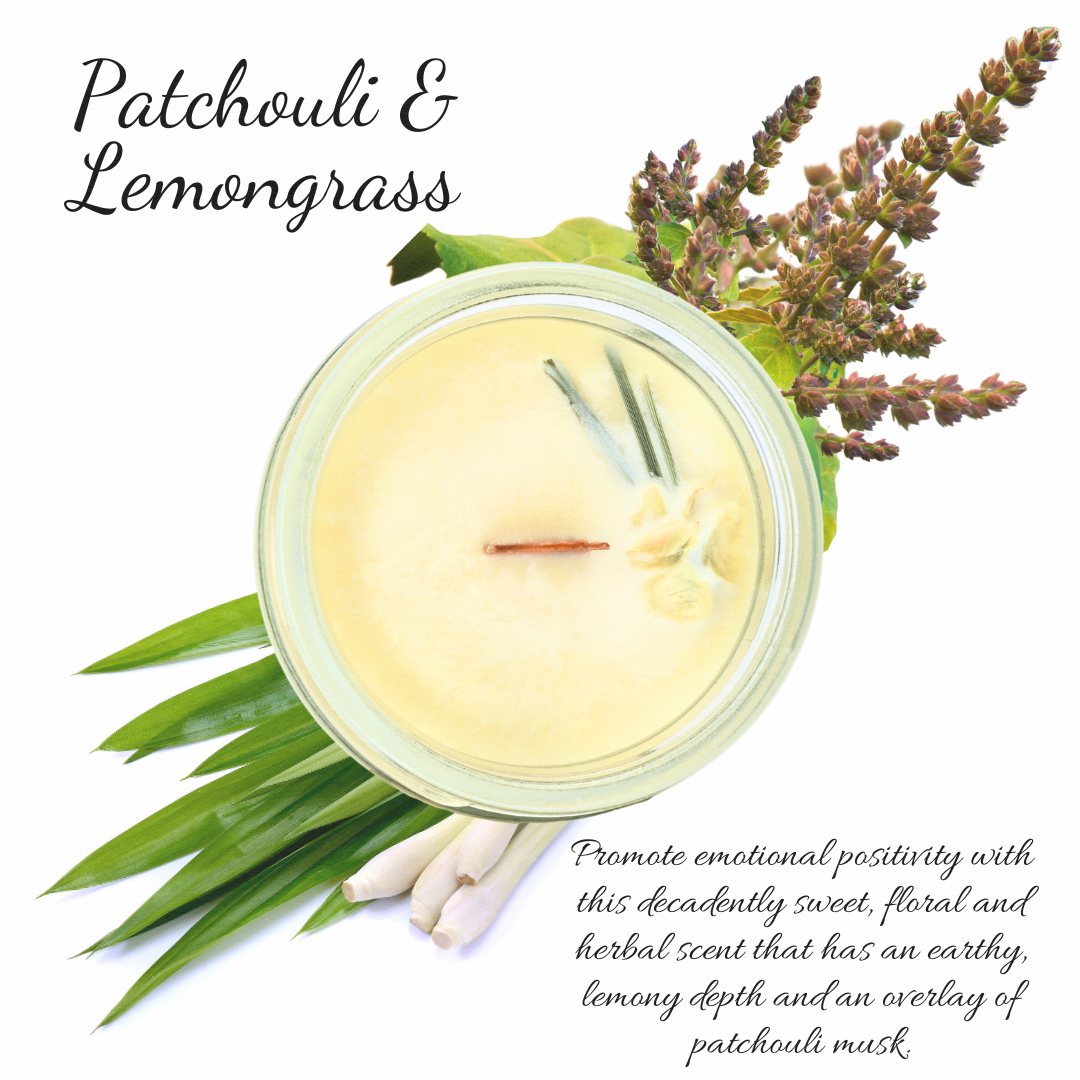 Vela de aceite esencial de pachulí y limoncillo