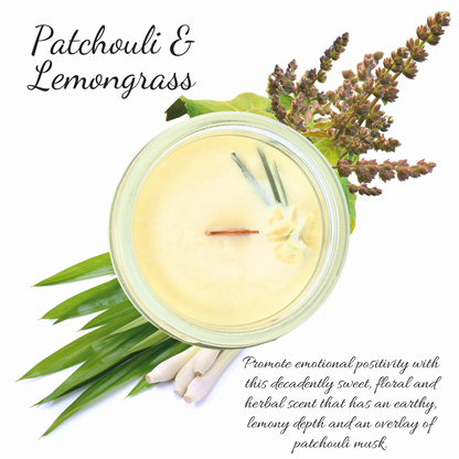 Vela de aceite esencial de pachulí y limoncillo