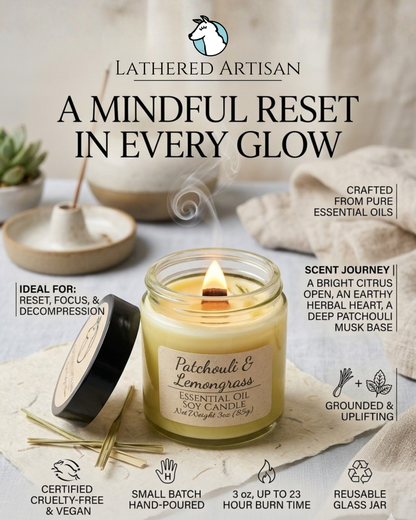 Patchouli & Lemongrass | Essential Oil | 3 oz Jar Candle